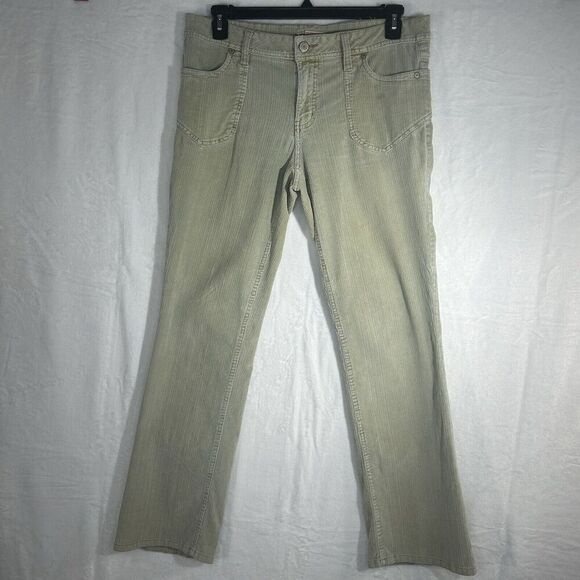 Faded Glory Pants Women Light Green Size 14 Y2K Corduroy Cotton Blend Stretch - Picture 1 of 9